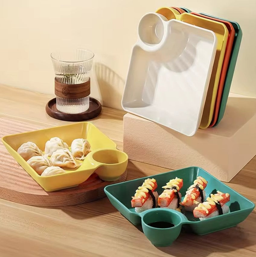 4Pcs Plastic Serving Plate Set – Sturdy Snack, Chips & Sushi Plates for Home & Restaurant Use