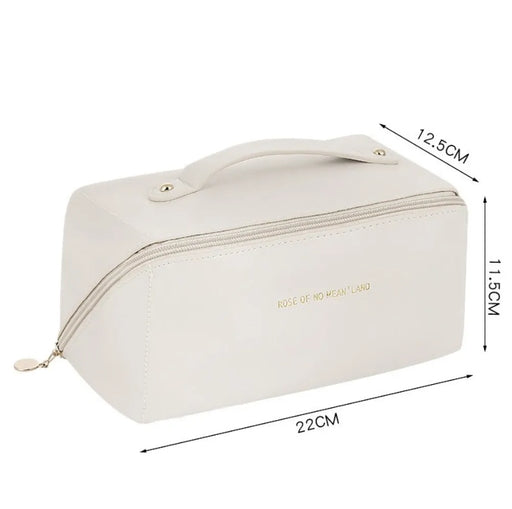 PU Leather Pillow Shape Cosmetic & Toiletry Travel Bag – Large Capacity Makeup Storage Pouch