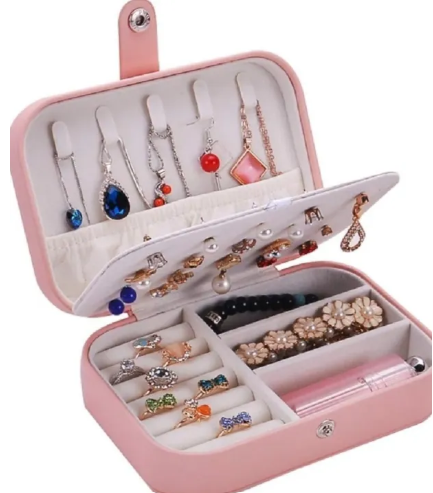 Small Travel Jewelry Storage Box: Portable Necklaces, Earrings & Rings Organizer for Women & Girls