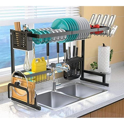 Dish Rack Kitchen Double Sink Rack Stainless Steel Plate Cutlery Holder