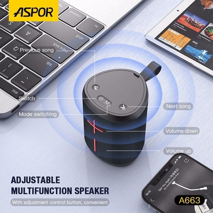 ASPOR a663 Magic Cube Speaker Bluetooth Booming Bass Double Stereo Sound Mini Speaker