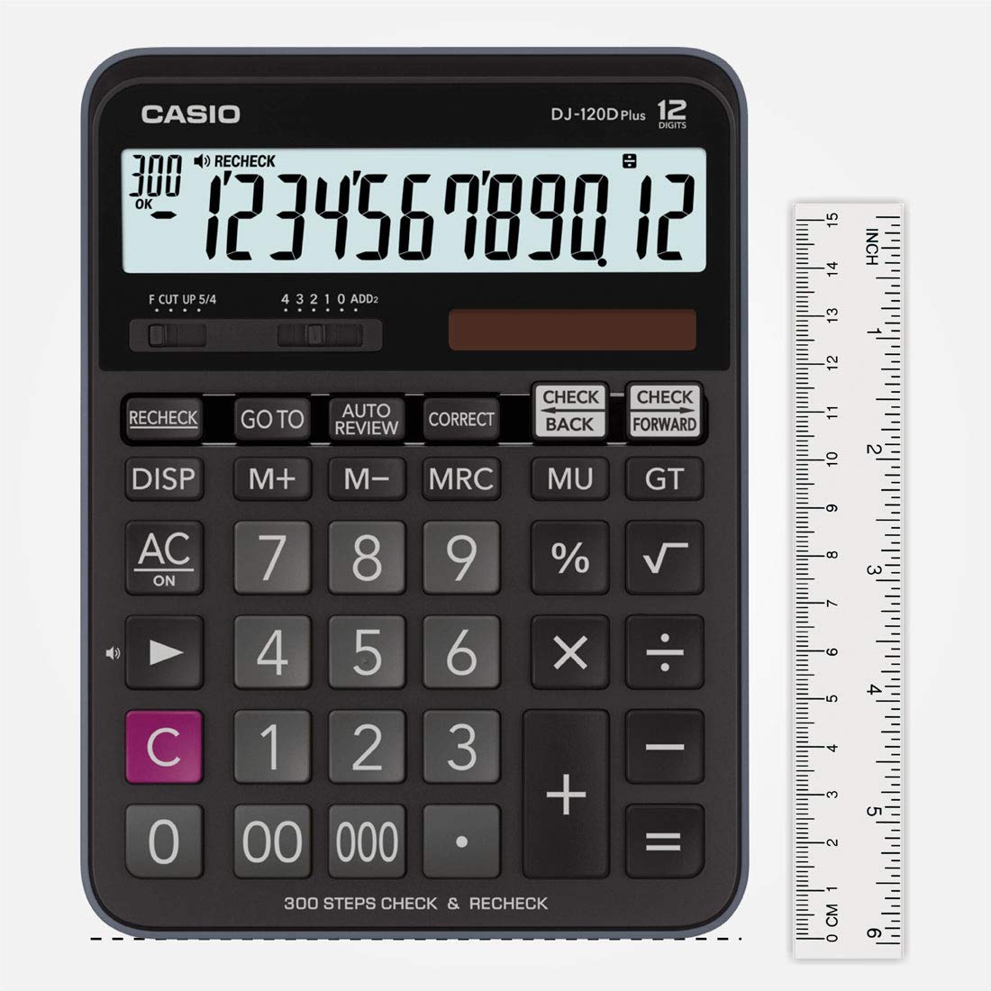 DJ-120D Plus 300 Steps Check and Correct Desktop Calculator with Bigger Screen/Keys (12 Digit)