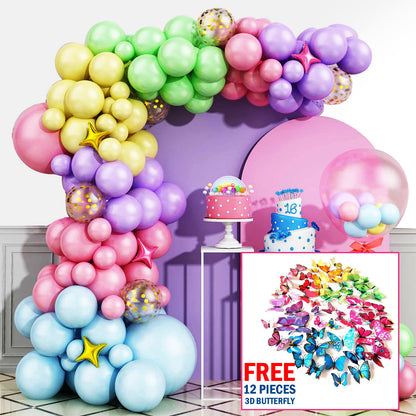 FREE 12 PCS 3D BUTTERFLY WITH Complete Set 91-Piece Premium Blue Balloon Garland Kit for Party Decoration, Unisex Balloon Arch Set for All Ages