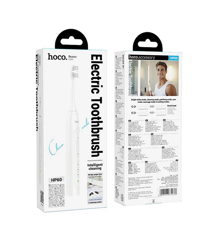 Hoco Electric Toothbrush HP60 Rechargeable Battery Not Included White