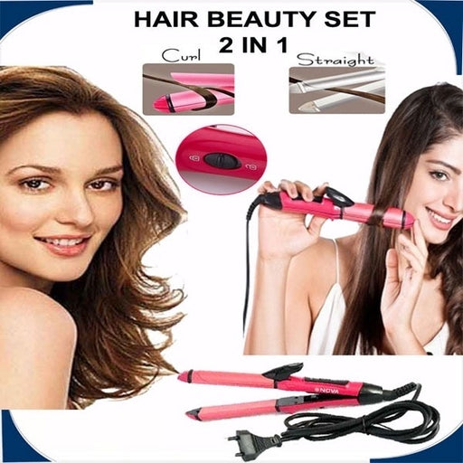 2-In-1 Hair Nova Curler and Hair Straightener NHC-1818SC by Nova, Versatile Hair Styling Kit