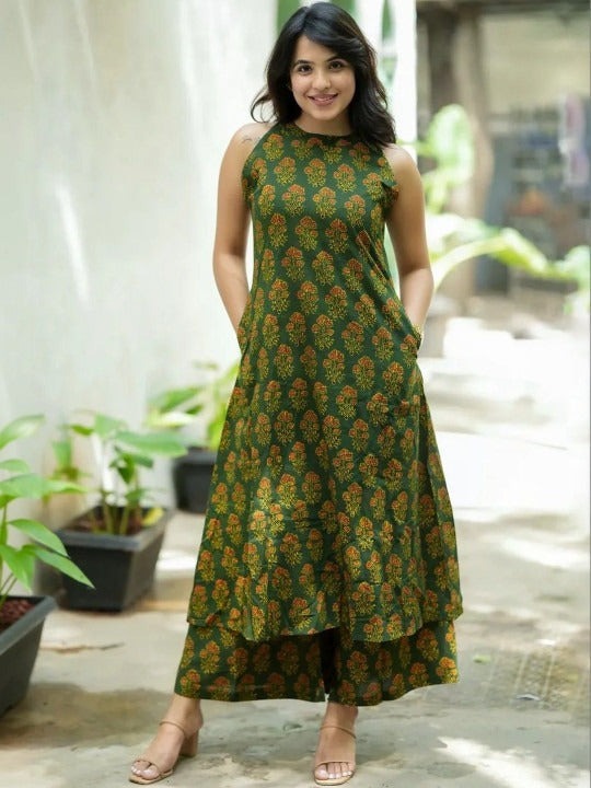 Women Floral Printed Regular Pure Cotton Kurta with Palazzos