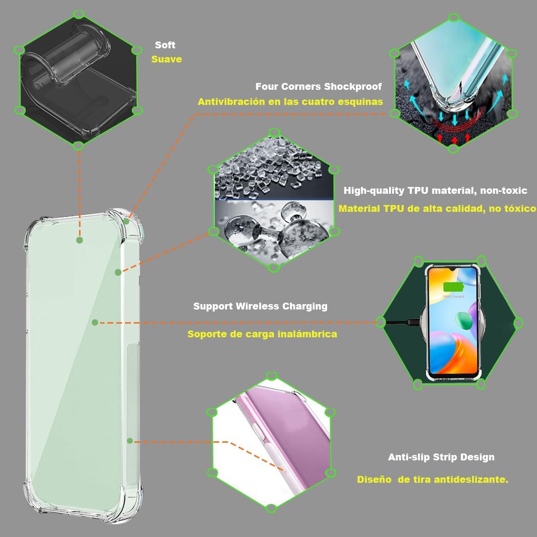 Samsung Galaxy A55 5G / A35 /A25 /A15 Case Clear TPU Four Corners Cover Transparent Soft