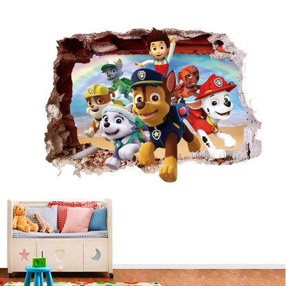 PAW Dog Patrol Wall Sticker Cartoon 3D Effect Decorative Wall Decal Home Decor Gifts for Kids Rooms Nursery room wall decoration children toys kids stickers