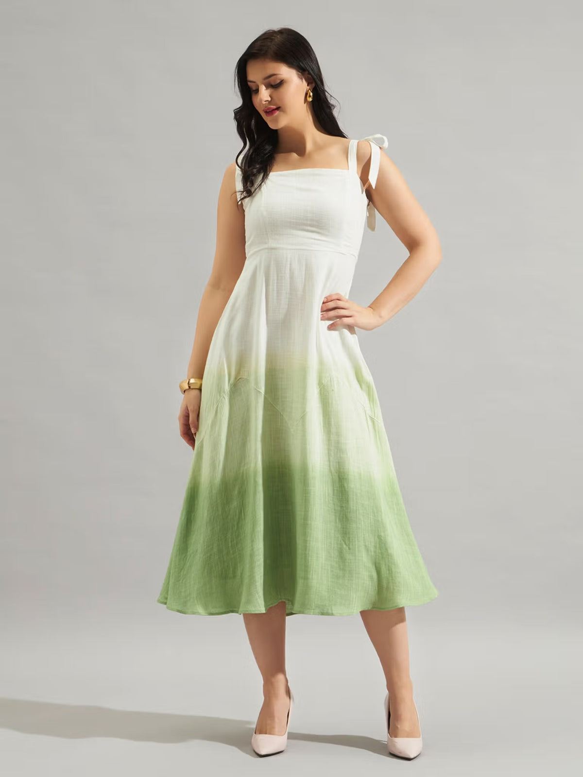 Tie and Dye Dyed a-Line Midi Dress