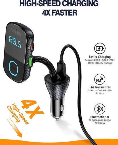 LDNIO C705Q Bluetooth FM Transmitter with Triple USB Car Charger