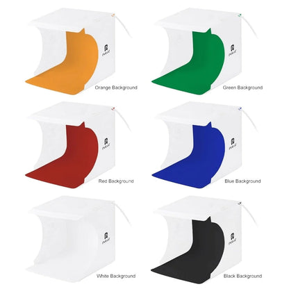 20 X 20 X 20 CM Big Size Folding Lightbox Photography Instant Home Photo Studio 1 Panel LED Light Room Photo box Camera Box Soft Box with Black & White Backdrops