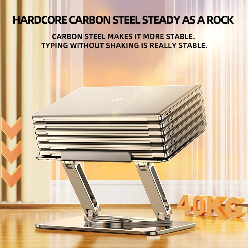 Rtako RS-CP84 Adjustable Laptop Stand / 360° Rotating Base / Dual-Level Height Adjustment / Enhanced Cooling Design / Non-Slip Silicone Base