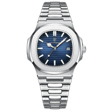 BAISHENG Luxury Watch for Men Waterproof Square Quartz Wrist Watch Luminous Stainless Steel