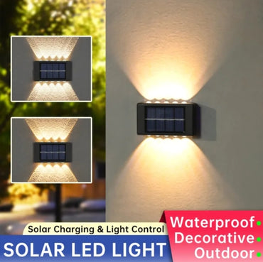 2PCS 6 LED Solar Wall Lights – Waterproof Outdoor up & Down Garden, Fence & Stair Lamps