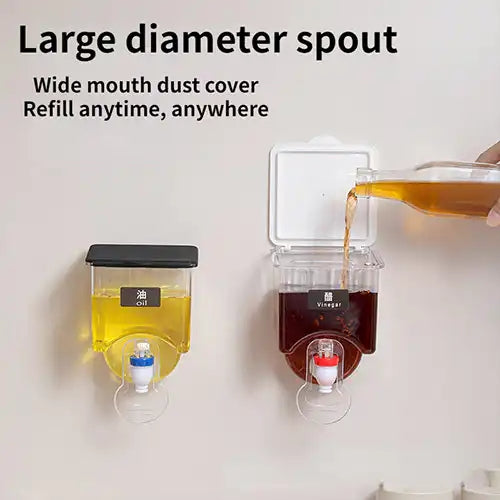 Wall Mounted Oil Dispenser Transparent Liquid Seasoning Tank