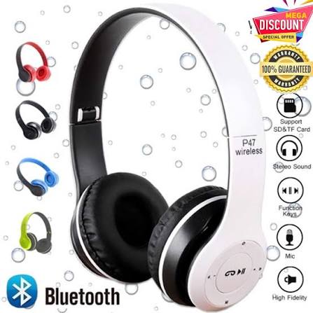 P47 Wireless Over-Ear Headphones | Bluetooth Gaming Headset with Mic & TF Card