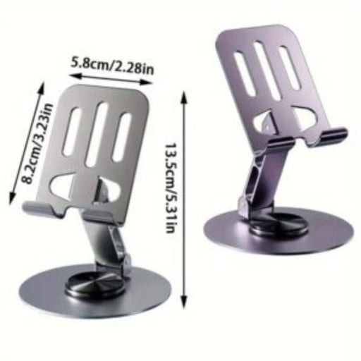Universal Aluminum Phone Stand for Desk – 360° Rotation, Foldable and Anti-Slip Base