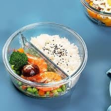 950Ml Microwaveable Food Container with 2 Compartments - Borosilicate Glass Bowl