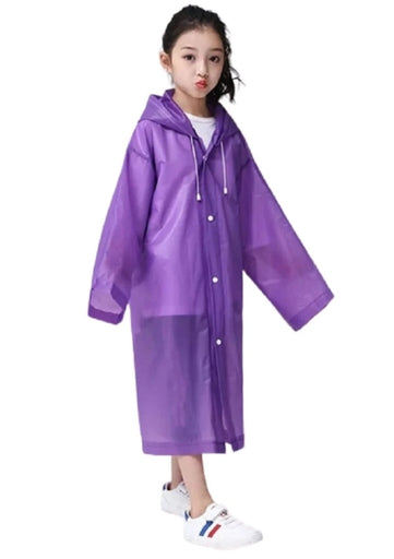 Kids Children Raincoat Rainsuit Long Hoodie Cover Waterproof Rain Poncho Raincoat
