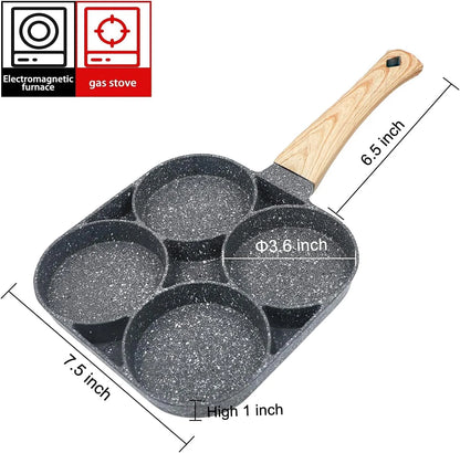 Nonstick 4-Cup Pancake & Egg Pan: Aluminum Alloy Omelette Maker Cookware