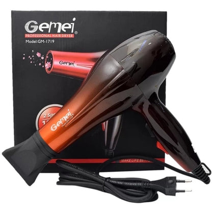 Gemei 1800W Professional Hair Dryer GM-1719, Fast Drying Salon-Quality Blow Dryer