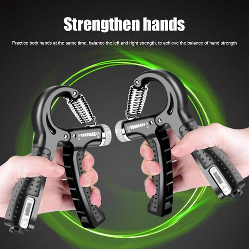 Hand Gripper, R-Shape Adjustable Countable Hand Grip Strength Exercise Strengthener Gripper