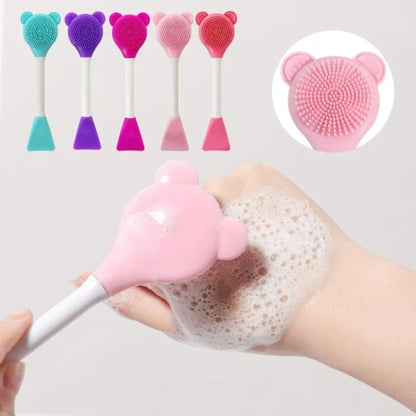 2-In-1 Soft Silicone Bear Face Brush