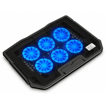 H9/P9 Laptop Cooling Pad – 6 Fans, Adjustable Stand, Dual USB Ports & LED Backlight for Notebook
