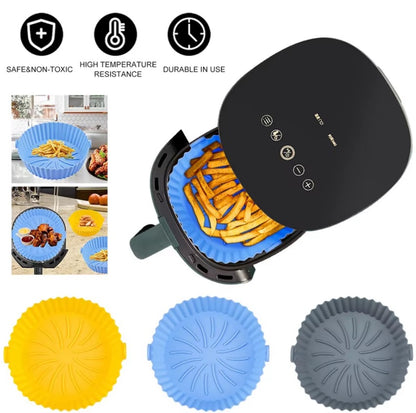 Air Fryer Silicone Baking Tray – Reusable Round Liner, Grill Pan & Pizza Basket for Oven & Air Fryer