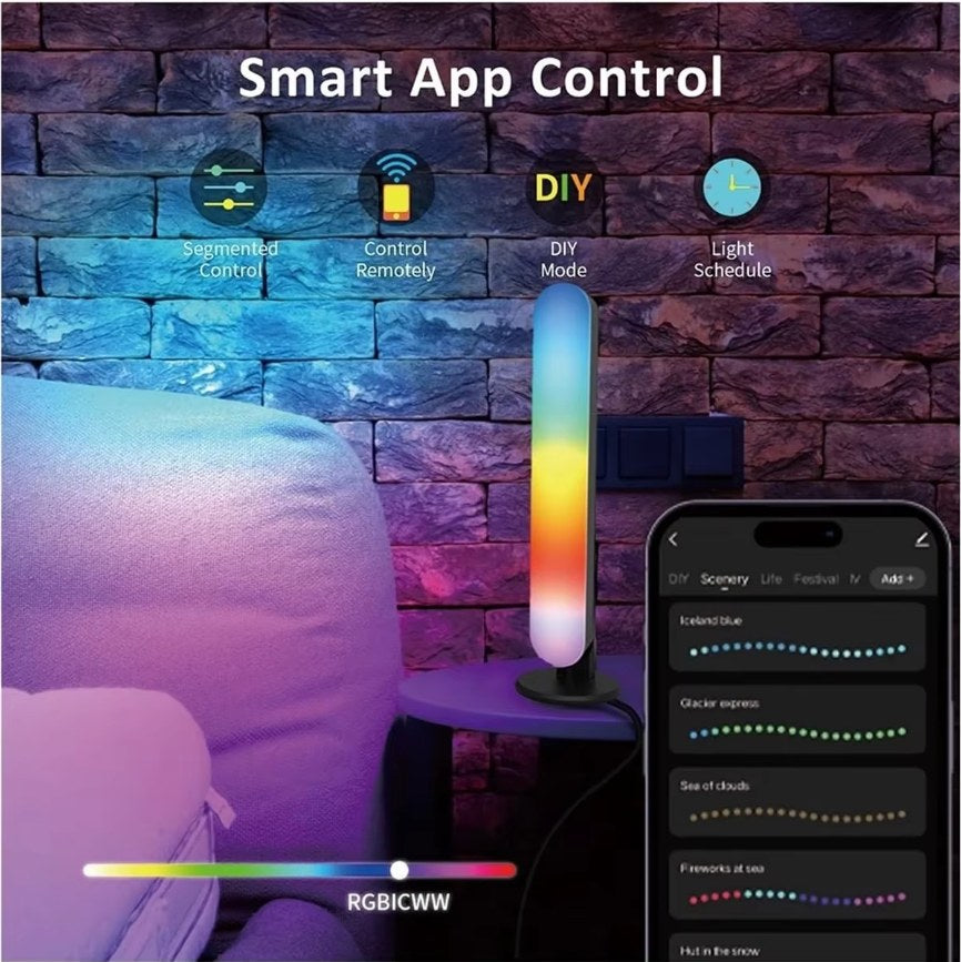 2PCS RGB LED Strip Lights with 24-Key Remote, Music Sync, TV & PC Ambient Backlight for Room