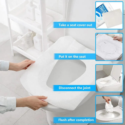 10 Pcs Disposable Toilet Paper Seat Covers Pack - Travel Pack - Water Soluble Anti-Bacteria Flushable Toilet Covers for Travel, Public Toilets Toilet Seat Covers Disposable Travel Pack