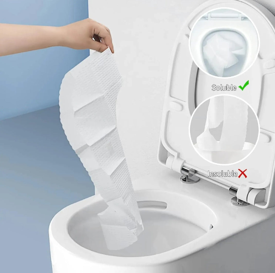 10 Pcs Disposable Toilet Paper Seat Covers Pack - Travel Pack - Water Soluble Anti-Bacteria Flushable Toilet Covers for Travel, Public Toilets Toilet Seat Covers Disposable Travel Pack