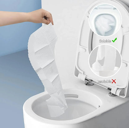 10 Pcs Disposable Toilet Paper Seat Covers Pack - Travel Pack - Water Soluble Anti-Bacteria Flushable Toilet Covers for Travel, Public Toilets Toilet Seat Covers Disposable Travel Pack