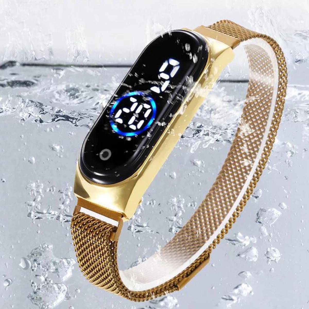 Ladies Watch Women Touch Screen LED Watches Magnetic Mesh Belt Electronic Clock Digital Quartz Watch