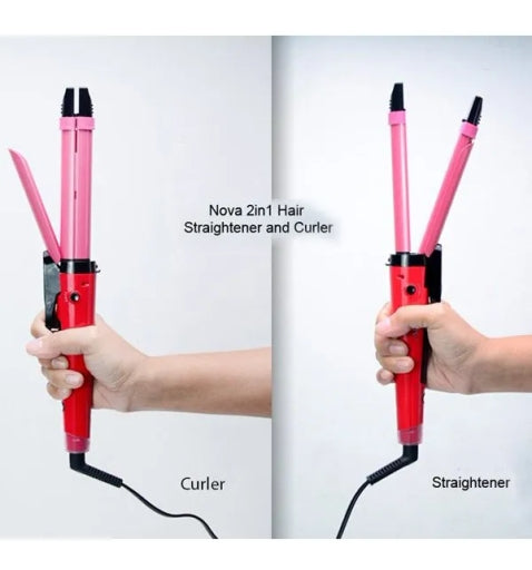 Nova NHC-2009 2-in-1 Hair Straightener & Curler for Women – Easy Hair Styling Tool for Straight Hair