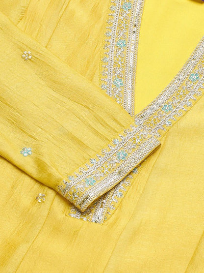 Women Silk Embroidered Anarkali Kurta and Pant with Dupatta Set