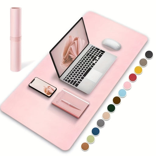 Faux Leather Desk Mats and Mouse Pads - High-Quality Non-Slip Surface, Washable Rectangular Computer