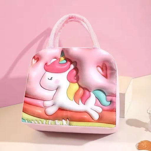 Portable Lunch Box Bag Cute Bento Pack Insulated with 3D Pattern