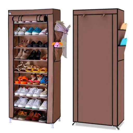 9-Layer Simple Shoe Rack Cabinet Nonwoven Dustproof Hallway Shoes Storage Organizer