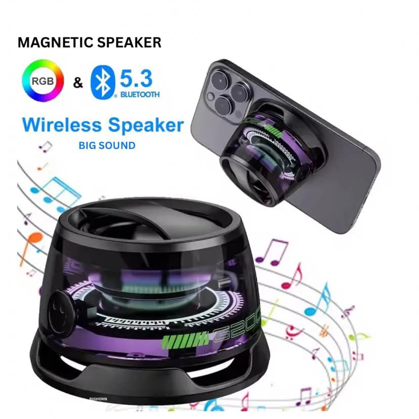 Outdoor Magnetic Bluetooth 5.3 Speaker | Wireless Portable Mini Travel Stereo with RGB Light & Phone