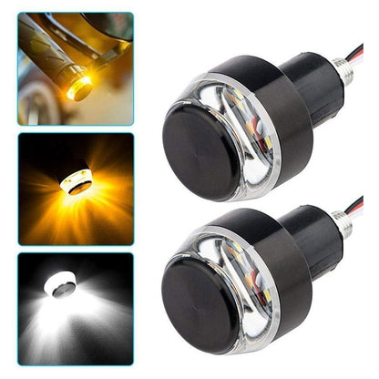 12V Motorcycle Handlebar End LED Signal Light Handle Bar Grip Side Direction Light Modified Lamp