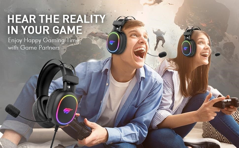 HAVIT H2016D RGB Wired Gaming Headset with Microphone Stereo Surround Sound