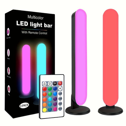 2PCS RGB LED Strip Lights with 24-Key Remote, Music Sync, TV & PC Ambient Backlight for Room