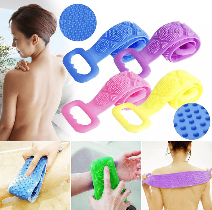 Silicone Back Scrubber Bath Shower Silicone Body Massage Brush Silicone Bath Towel Exfoliating Body Brush Belt Cleaning Shower Strap / Double-Sided Washing Towel Scrubber
