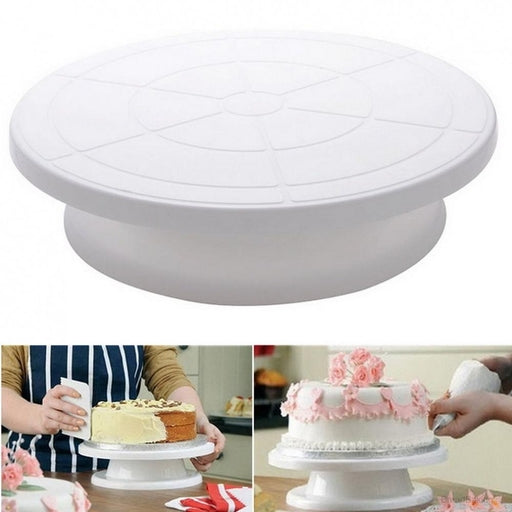 Cake Decorating Turntable Rotating Stand with Easy Glide Fondant Smoother Tool