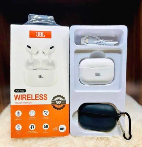 JBL Air R03 Wireless Bluetooth AirPods with Silicon Cover Free (a Grade)