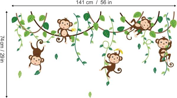 Monkey Play Home Decoration star baby children cartoon bedroom room decor wall stickers removable kids nursery decal sticker Wall Decoration Stickers wall deco Mickey Balloon