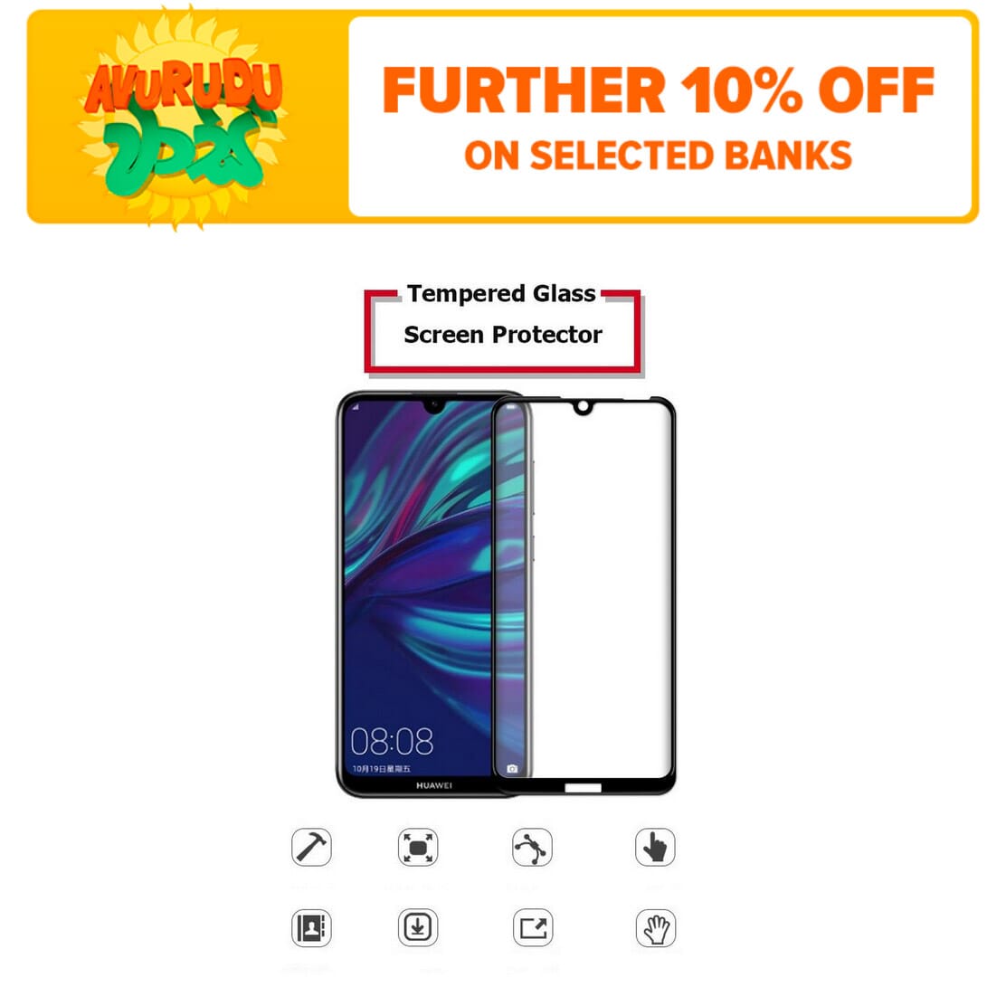 Huawei Y6 Pro 2019 Full Cover Full Glue 5D Tempered Glass Screen Protector