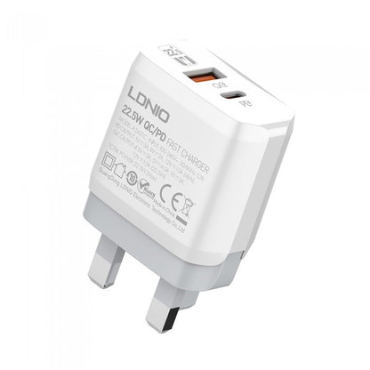 LDNIO A2421C 22.5W TYPE-C PD + QC3.0 Fast Charger (UK PLUG)