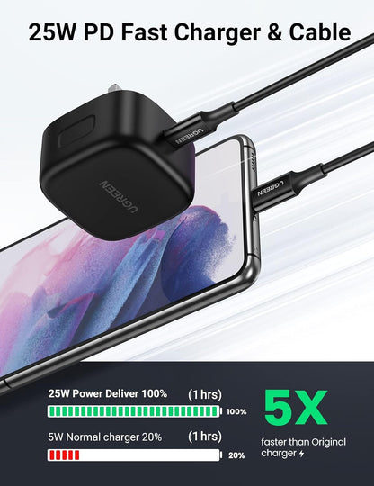 UGREEN 25W USB-C Charger Super Fast PD Charger Plug with 2M USB-C Cable - 50577